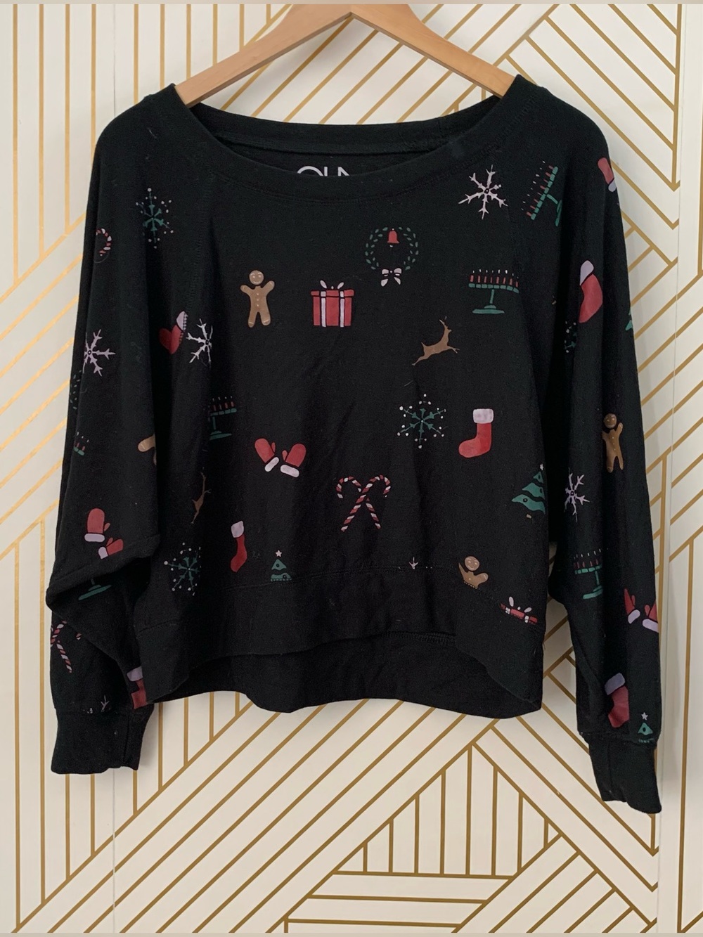 Chaser Holiday Stitches sweater Lounge sweatshirt pullover Christmas winter M